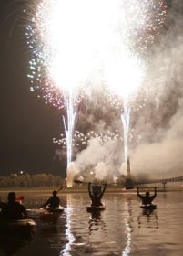 Kayaking during 4th of July fireworks